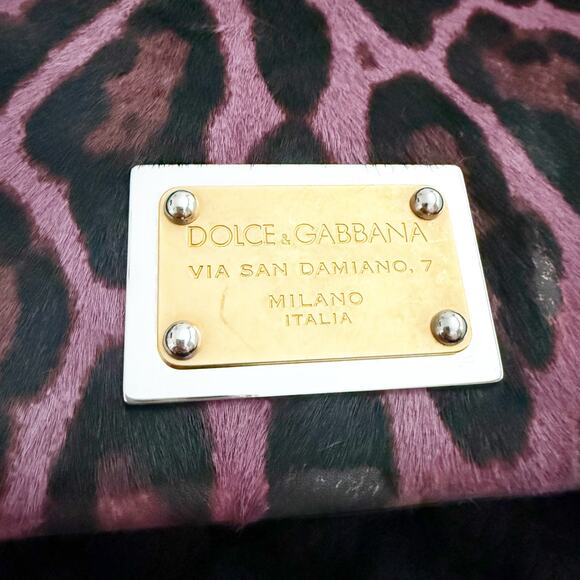 DOLCE & GABBANA | Knit Trim Ponyhair Sicily Satchel Shoulder Strap Purple Black - Picture 9 of 16